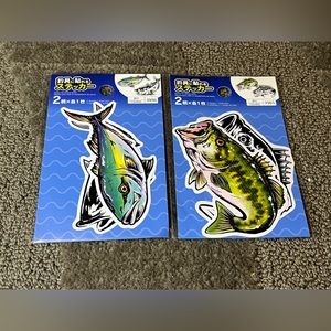 Bass & Yellowtail Fish Stickers Vinyl / PVC from Japan Fishing Tackle Box Decal